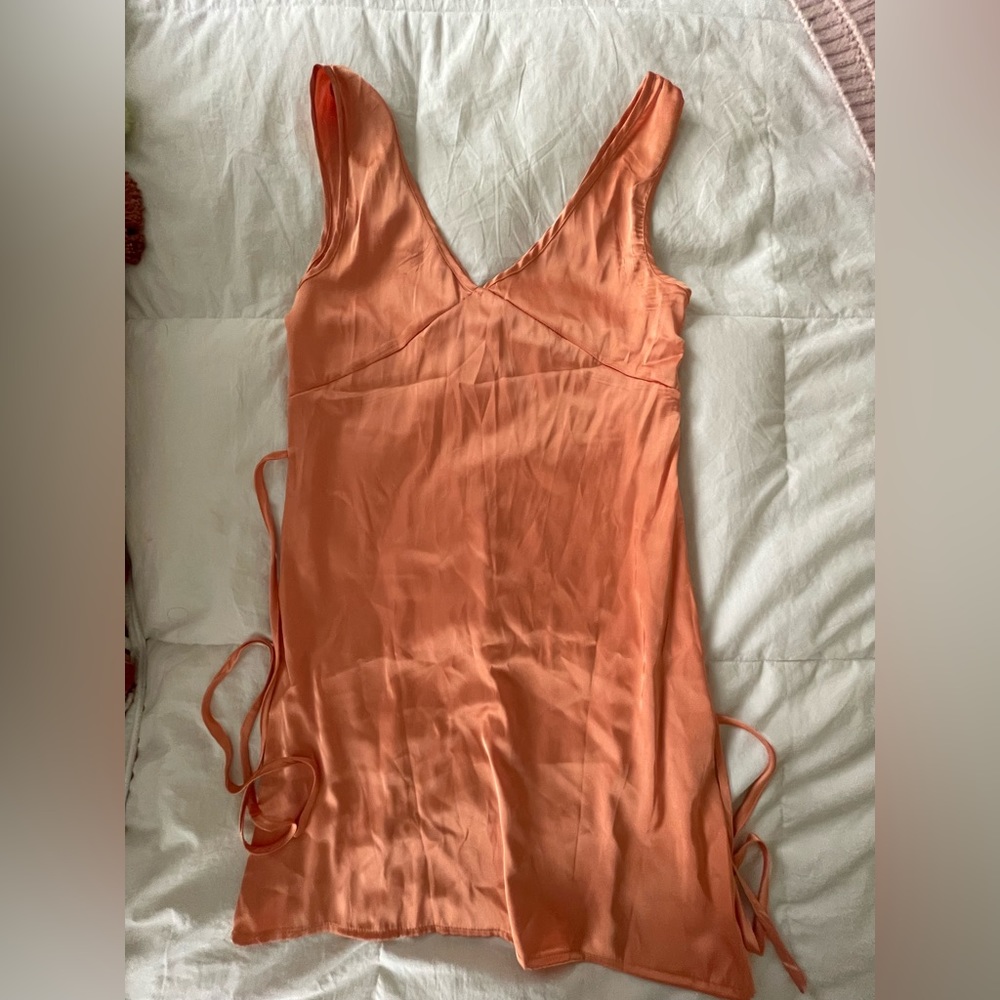SATIN Orange Slip Dress